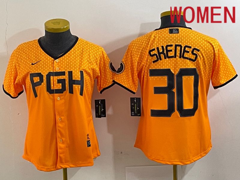 Women Pittsburgh Pirates #30 Skenes Yellow City Edition 2024 Nike MLB Jersey style 4